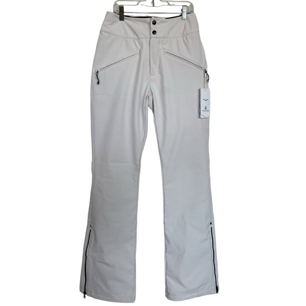 VOLCOM Ski Pants‎ Womens Size Small Battle Stretch Off White Snow Zip Pockets